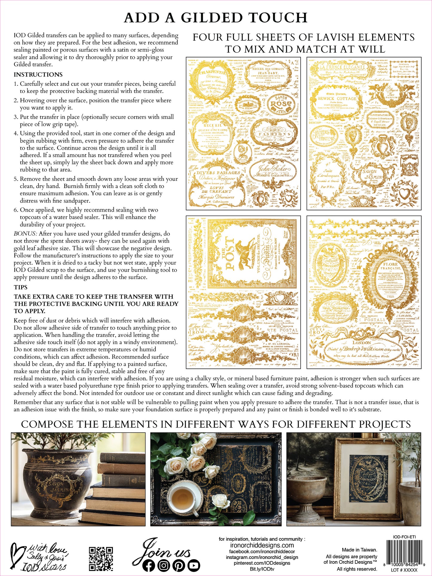 Etiquettes Gilded Transfer IOD