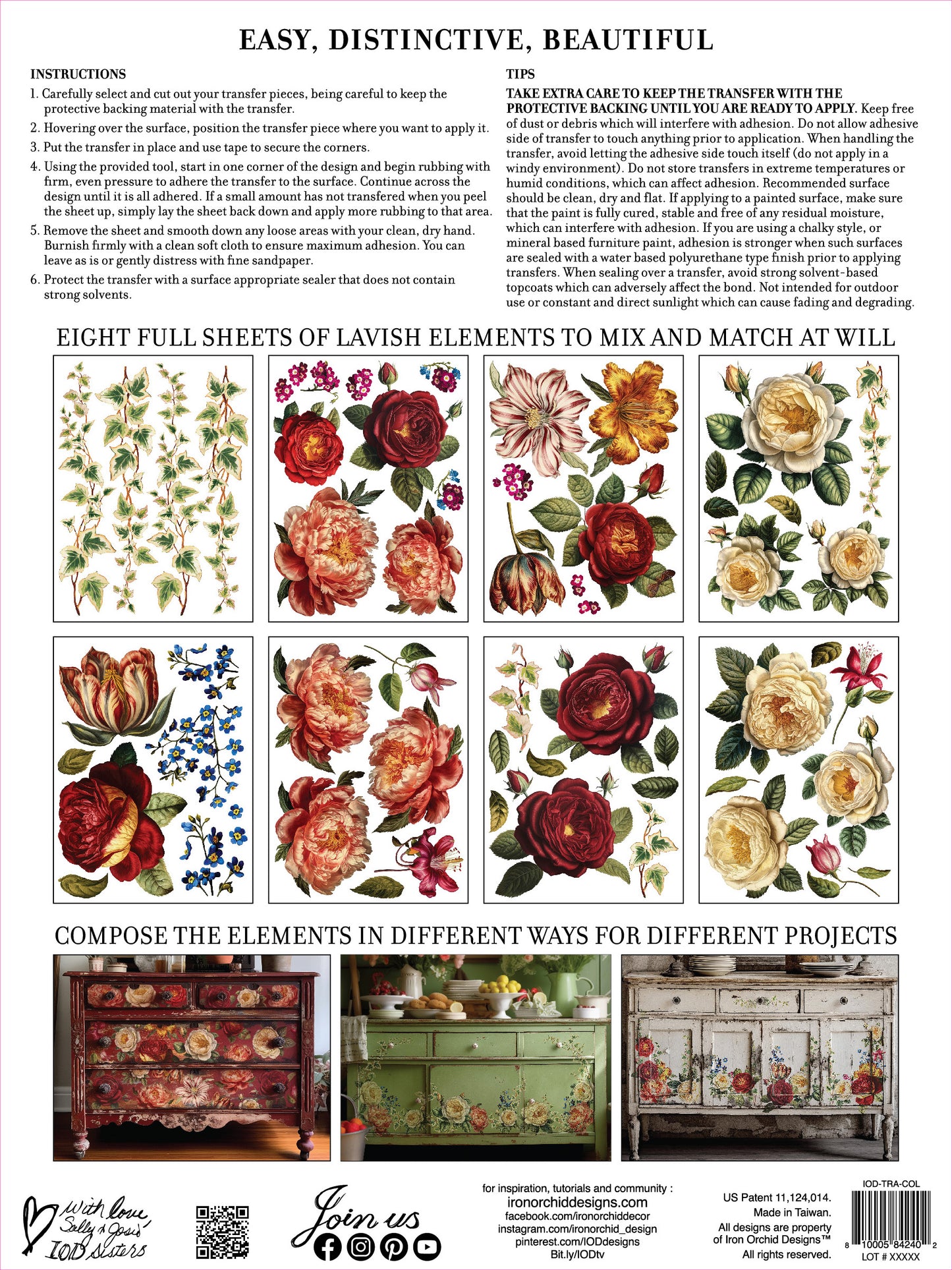 Collage de Fleurs transfer IOD