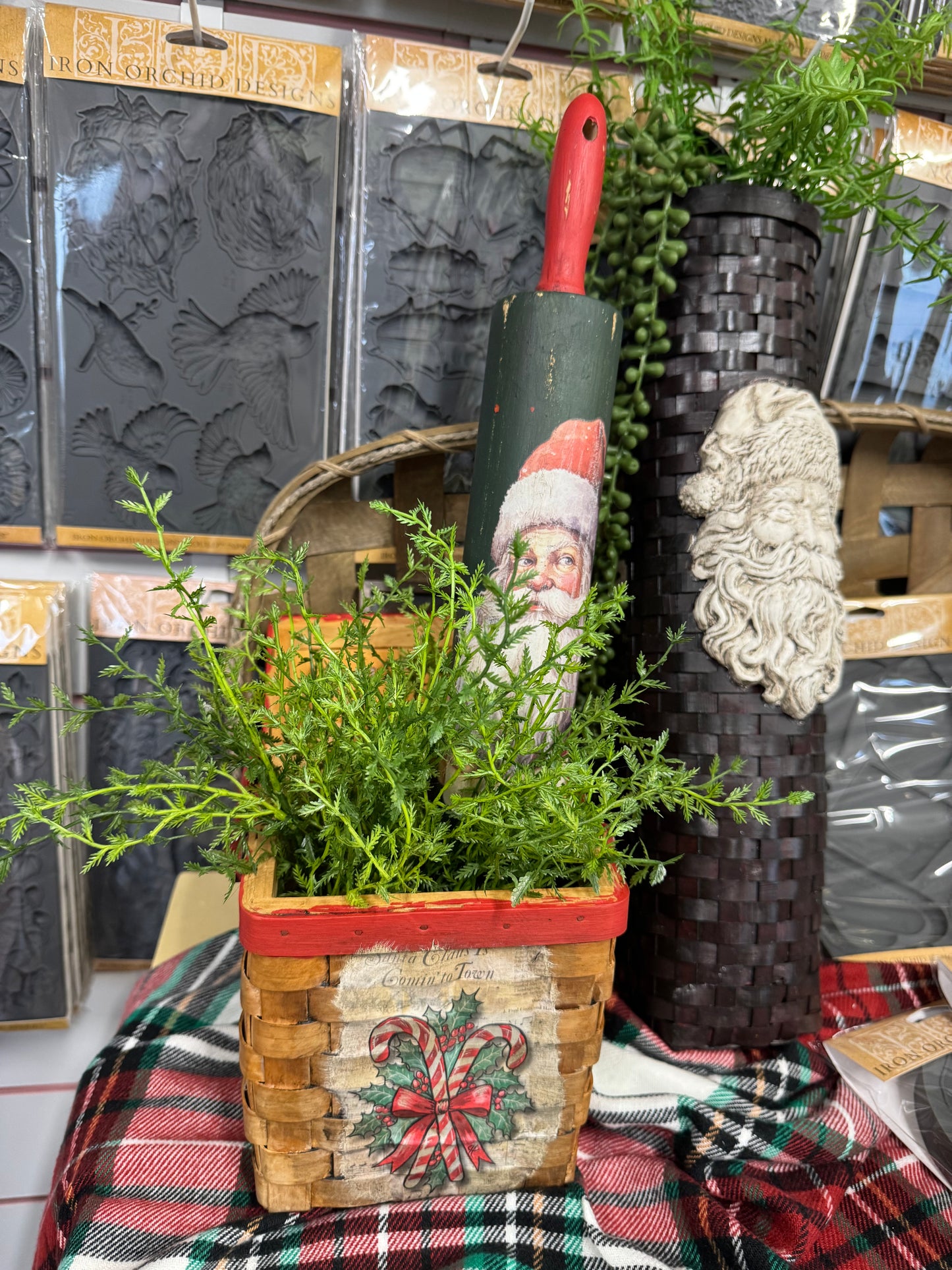 Basket with candy canes