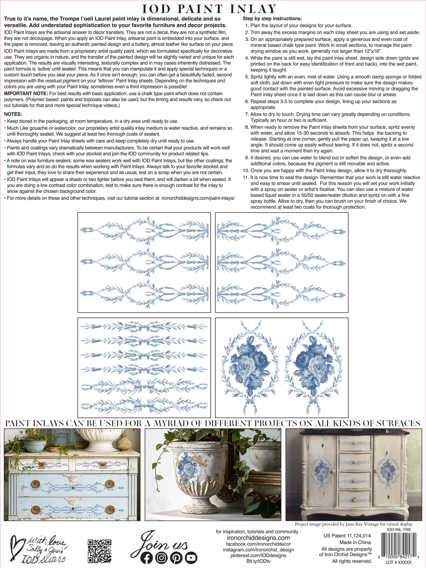 Trompe l'Oeil Blue Paint Inlay IOD