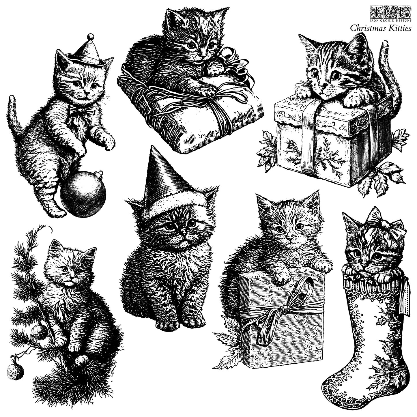 IOD Stamp Christmas Kitties