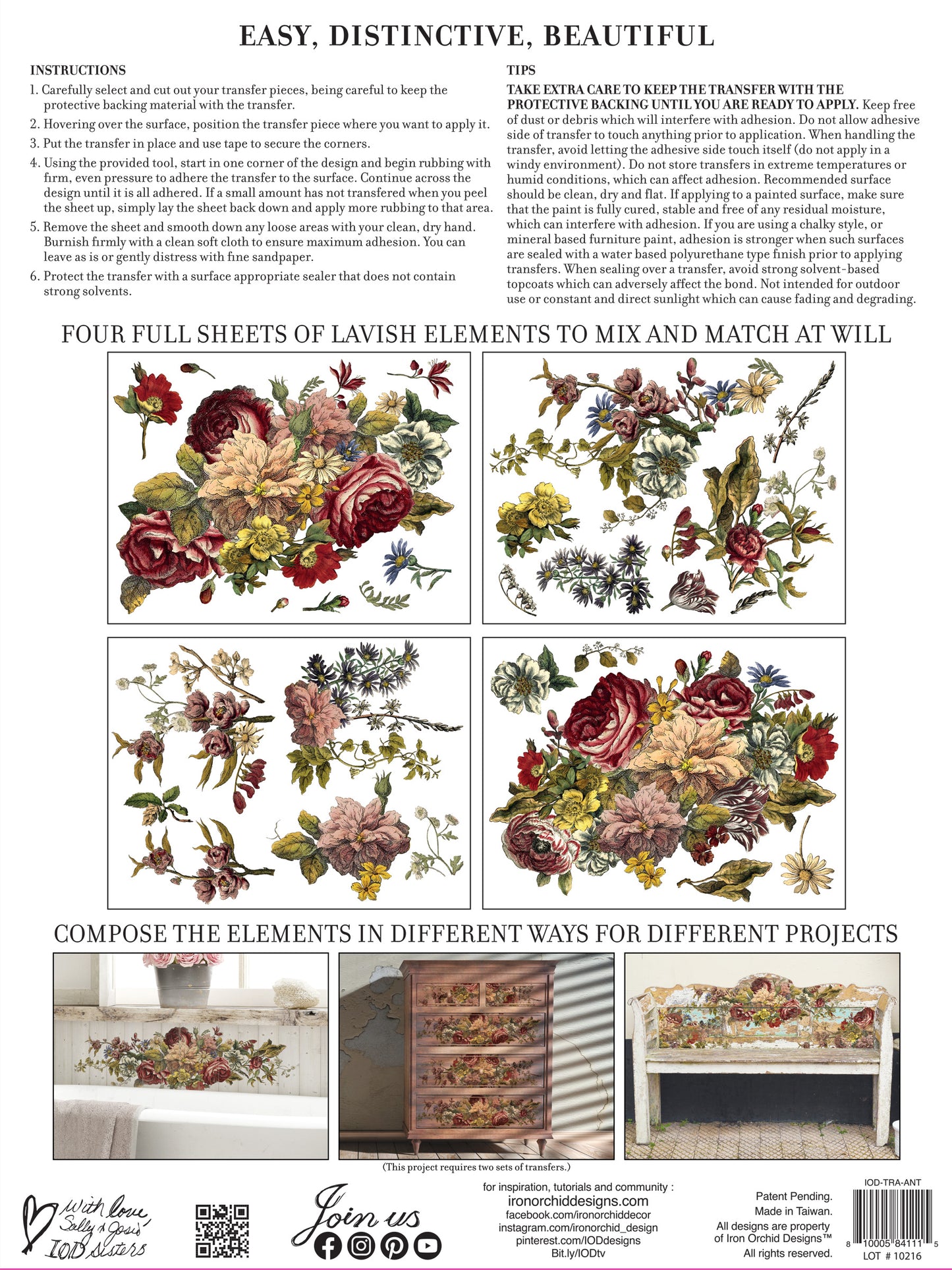 Floral Anthology transfer IOD