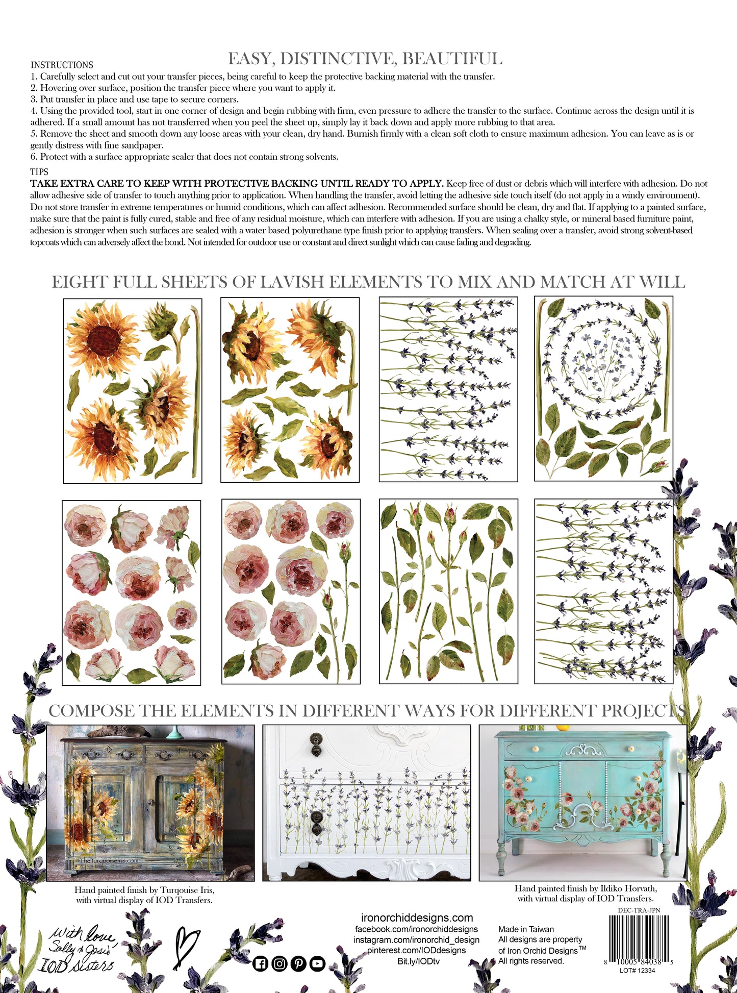 Painterly Florals transfer IOD