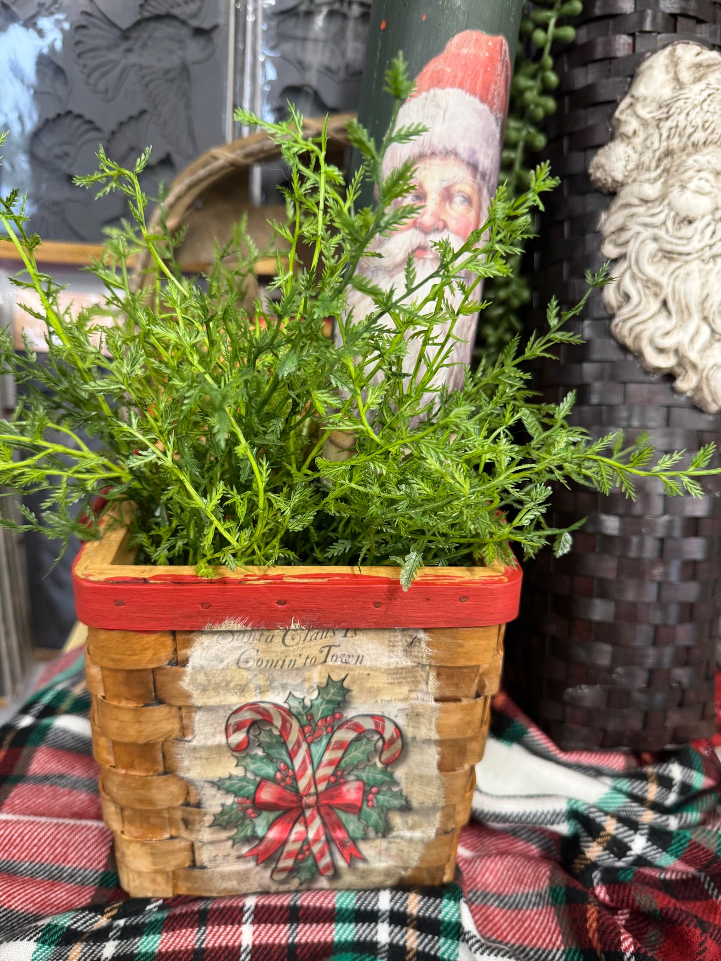 Basket with candy canes